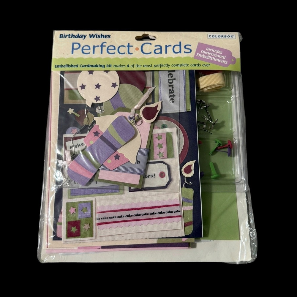 Colorbok Cardmaking Kit Unisex OS Multicolor New Birthday Wishes Embellished 4ct